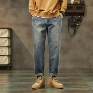 Retro Denim Pants for Men – Straight Loose Fit Vintage Style