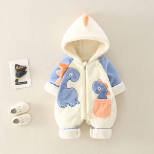 Thickened Fleece-Lined Jumpsuit Rompers – Warm & Cozy Outfit for Babies