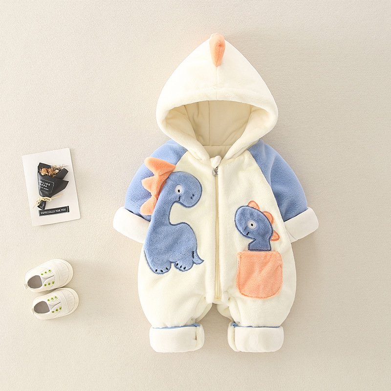 Thickened Fleece-Lined Jumpsuit Rompers – Warm & Cozy Outfit for Babies