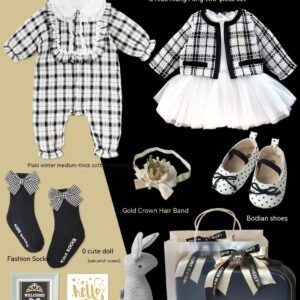 Princess Black Gold Dress Polka Dot Set – Elegant Baby Girl Outfit