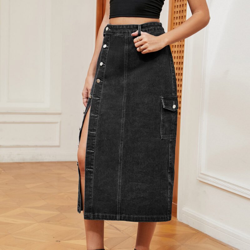 Half Elastic Denim Skirt for Women – Comfortable & Stylish