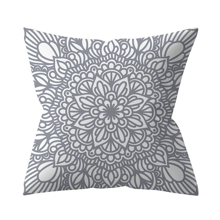 Gray Geometric Polyester Pillow Cover – Cross-border Hot Sale Silver Gray Sofa Cushion Cover