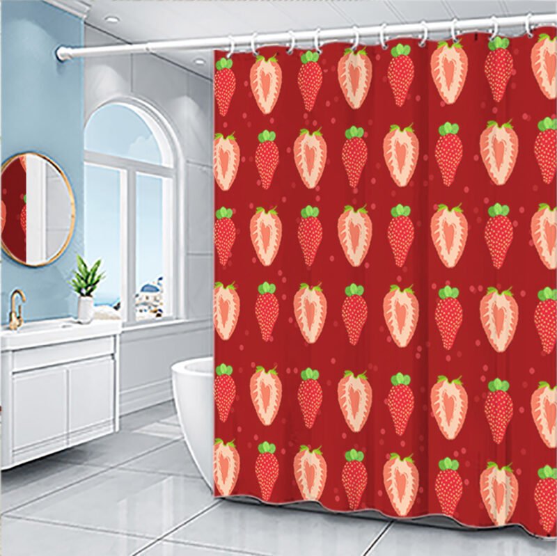 Cartoon Fruit Series Shower Curtain Set – Fun & Colorful Bathroom Decor