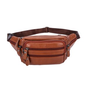 Cowhide Men's Belt Bag - Leather Shoulder & Chest Bag for Stylish Utility