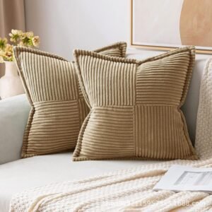 Corduroy Pillow Covers – Super Soft Boho Striped Throw Pillows for Couch & Living Room Decor