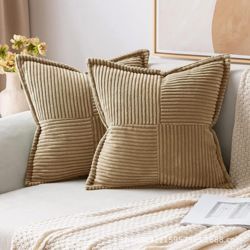 Corduroy Pillow Covers – Super Soft Boho Striped Throw Pillows for Couch & Living Room Decor