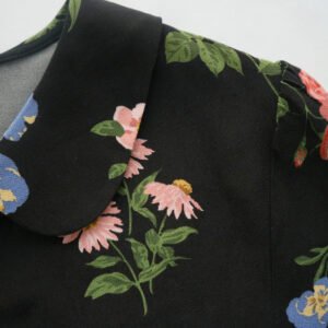 French Vintage Print Long Sleeve Dress for Women | Elegant & Stylish Retro Fashion