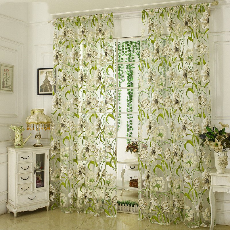 White Striped Yarn Translucent Curtain – Elegant Bedroom Window Treatment