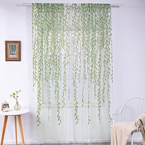 Inverted Willow Wicker Offset Printing Curtains – Stylish Window Screens for Living Room & Balcony