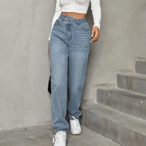 Fashionable High Waist Loose Denim Trousers for Women | Trendy & Casual Fit