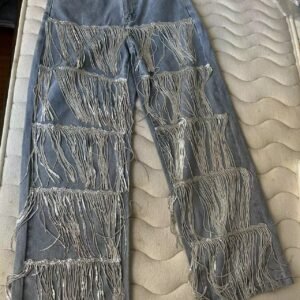 Sequined Tassel Design Straight Jeans for Women | Trendy and Stylish Denim