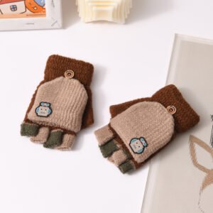 Children's Clamshell Half-Finger Warm & Cute Knitted Gloves – Cozy Winter Accessories