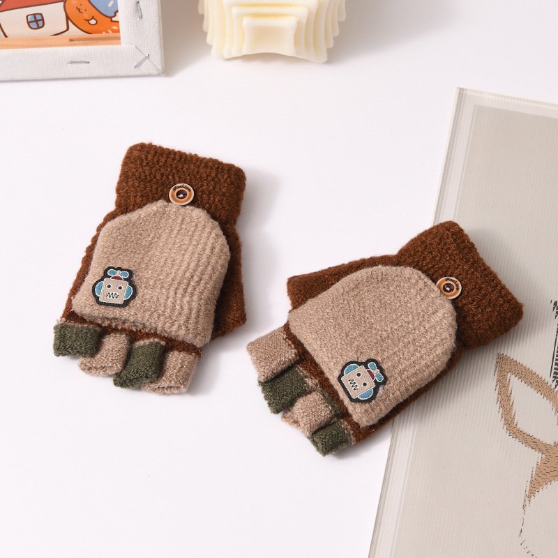 Children's Clamshell Half-Finger Warm & Cute Knitted Gloves – Cozy Winter Accessories