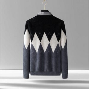 Men's Diamond Block Fake Two-piece Imitation Shirt – Stylish Layered Look