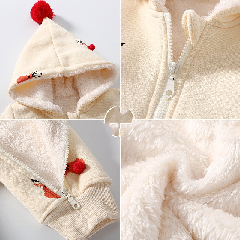 Khaki Padded Warm Baby Clothes - Cozy Crawling Outfit for Infants