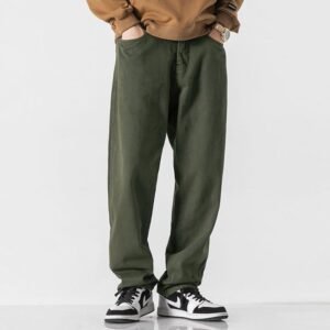 Men's Retro Solid Color Loose Straight Trousers - Stylish and Comfortable Casual Pants for Men