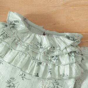 Girls Floral Lotus Collar Long-Sleeved Jumpsuit with Headscarf – Cute Baby Girl Outfit