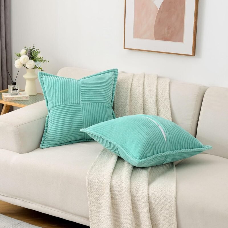 Corduroy Pillow Covers – Super Soft Boho Striped Throw Pillows for Couch & Living Room Decor
