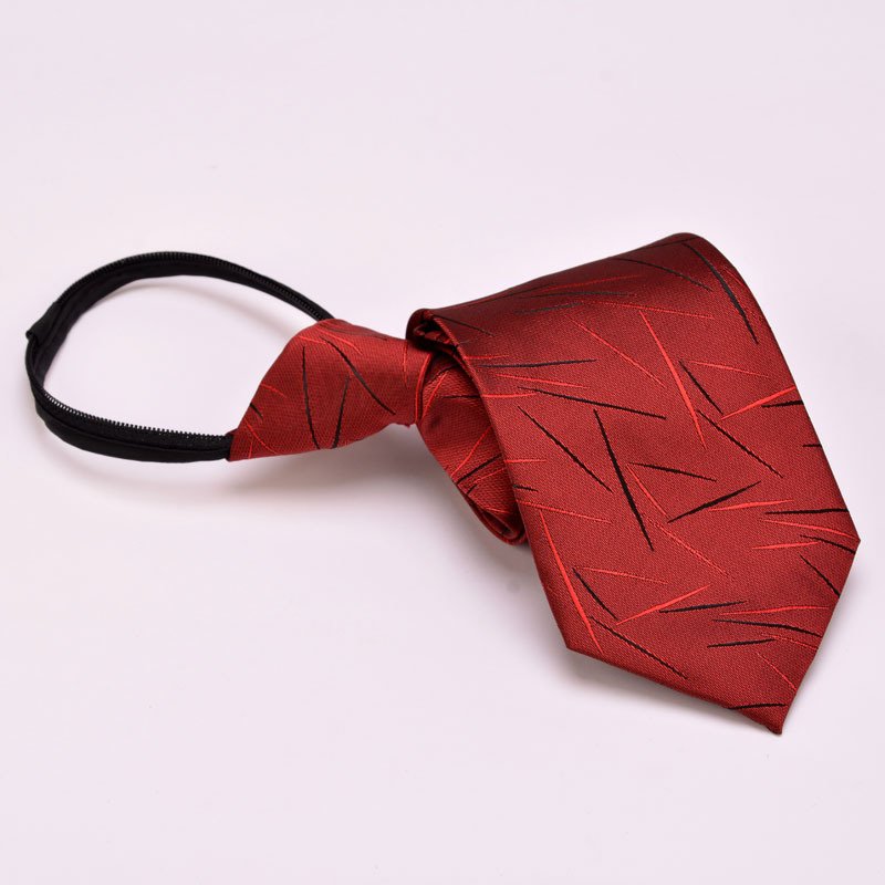 Men's Formal Wear Red Zipper Type Hand-Style Tie - Stylish & Convenient Necktie for Events