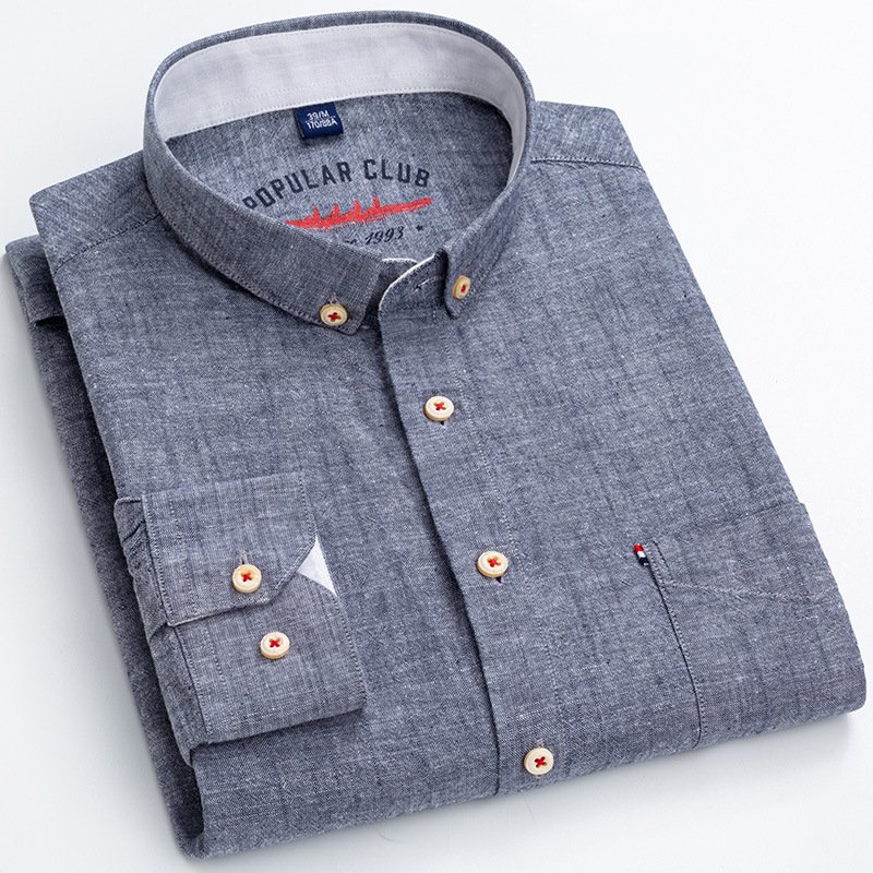 Long Sleeve Cotton Linen Slim Fit Fashion Casual Linen Shirt for Men