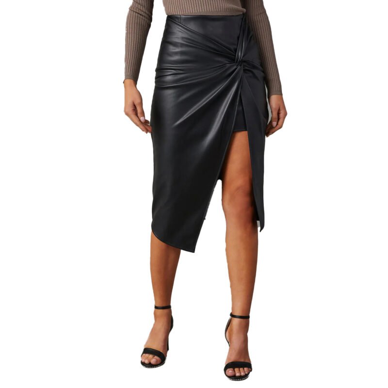 Women's Split Mid-Length Leather Hip Skirt | Chic & Stylish