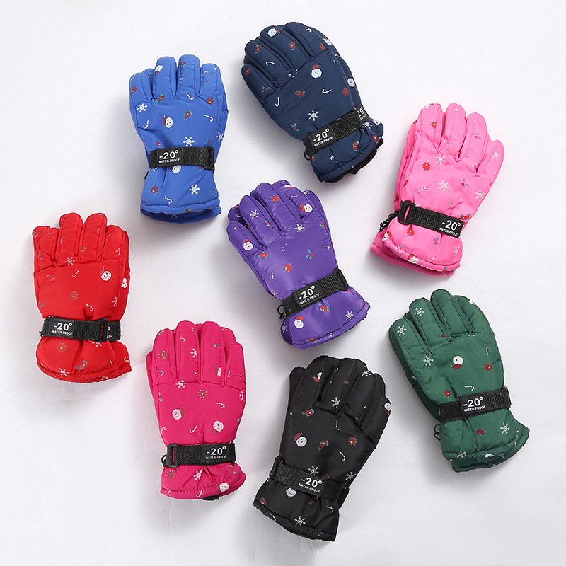 Outdoor Sports Riding Fleece-Lined Thickened Finger Children’s Ski Gloves – Winter Protection
