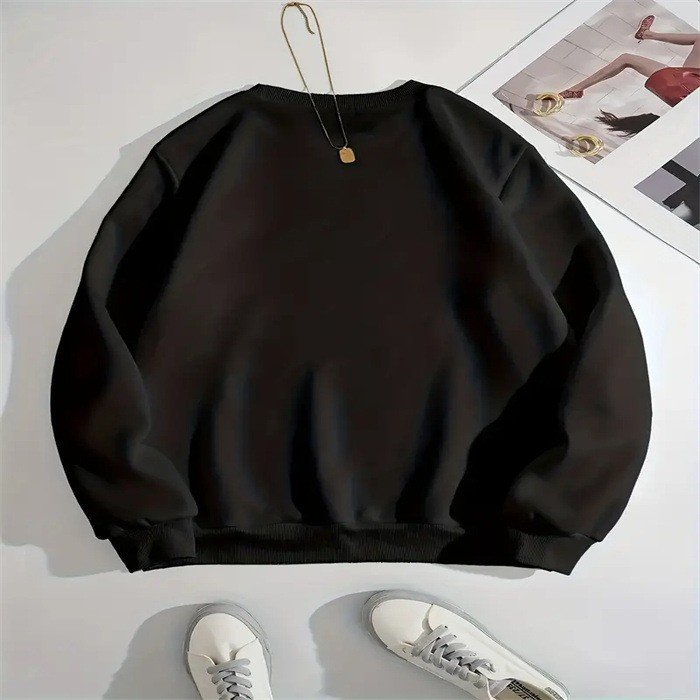 Fashion Velvet Trendy Printed Round Neck Long Sleeve Sweatshirt for Women