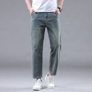 Men's Slim Fit Cropped Casual Light-Colored Jeans – Stylish & Comfortable