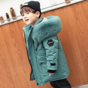 Boy's Mid-Length Thickened White Duck Down Jacket | Warm & Stylish Winter Coat