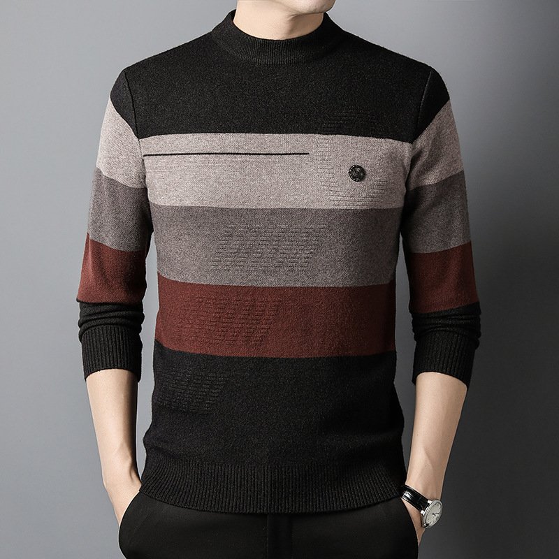 Men's Fashion Casual Round Neck Knitted Shirt – Comfortable and Stylish