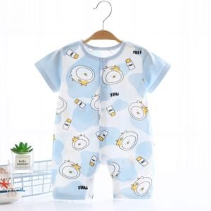 Baby One-Piece Summer Thin Jumpsuit – Short Sleeve Pure Cotton Outfit for Infants