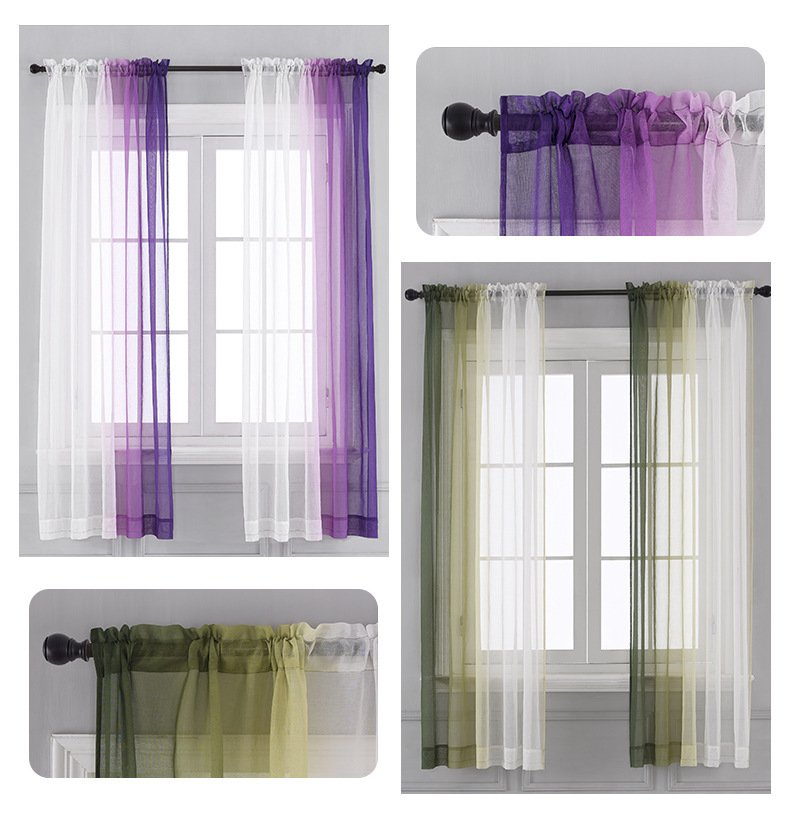 Left & Right Gradient Color Curtain – Finished Window Screen for Stylish Home Decor