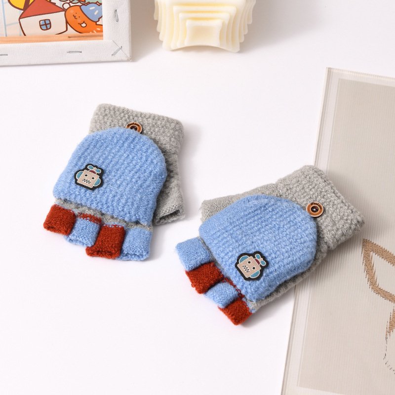Children's Clamshell Half-Finger Warm & Cute Knitted Gloves – Cozy Winter Accessories