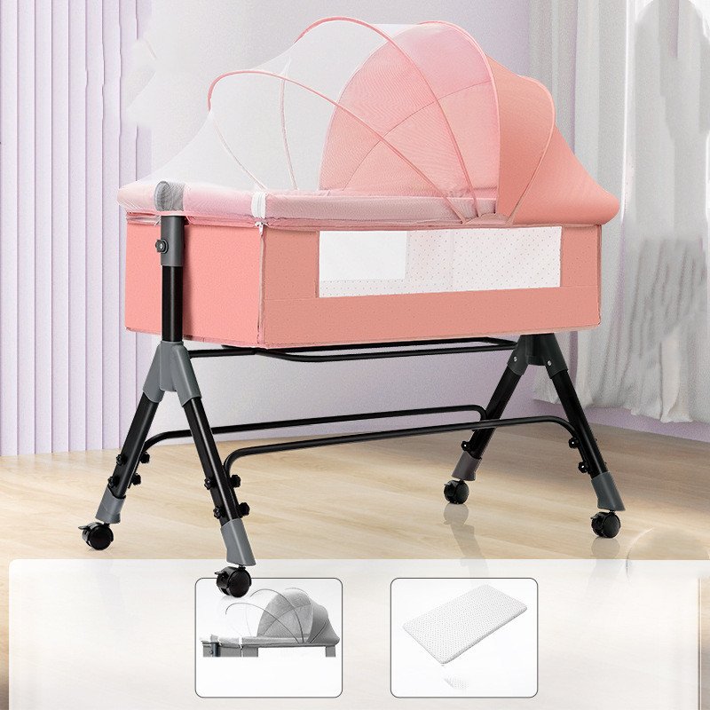 Baby Splicing Portable Multifunctional Mobile Folding Cradle Bed - Convenient Travel Baby Bed