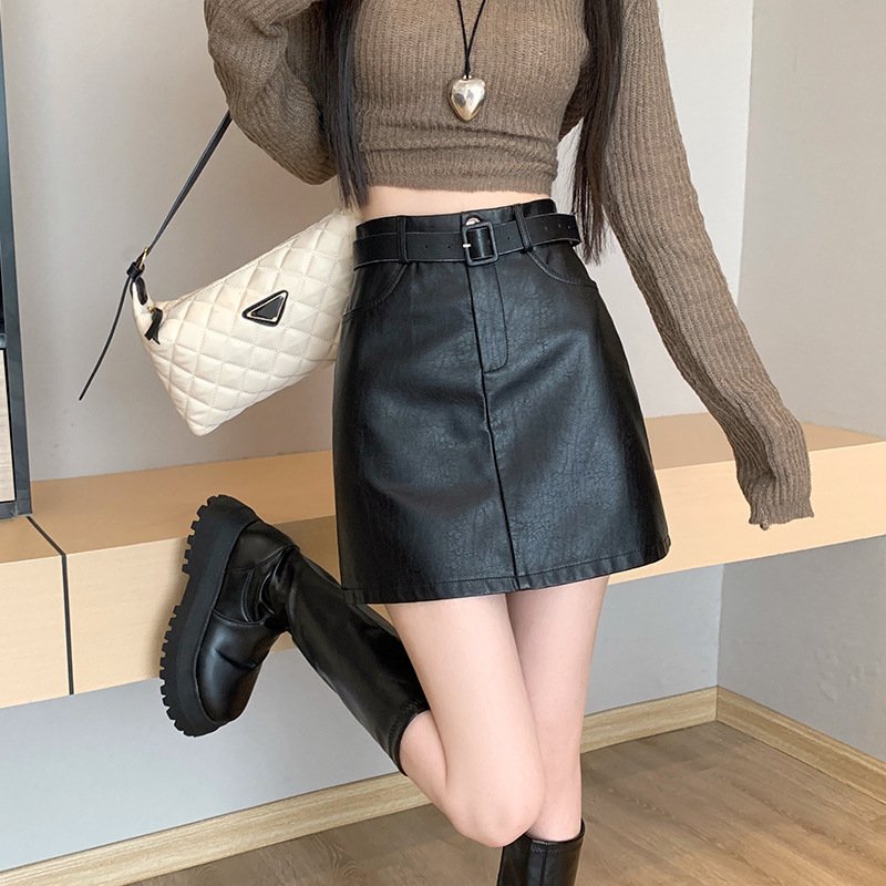Retro A-Line Leather Skirt – Stylish and Timeless Women's Fashion