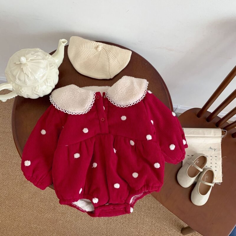 Baby Fleece-Lined Onesie Jumpsuit – Warm & Cozy Winter Outfit for Infants