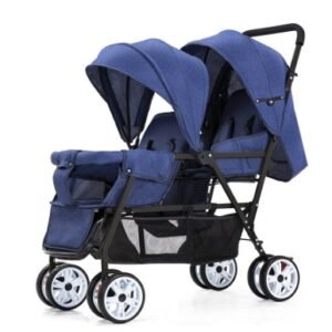 Lightweight Stroller for Children - Front & Rear Sitting, Plus-Sized Four-Wheel Double Sitting Lying Folding Cart