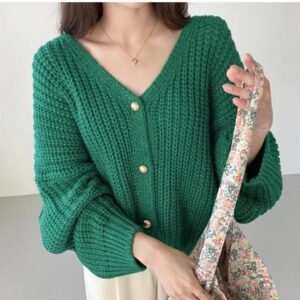 Sweater Cardigan - Loose & Slimming Sweater for Women