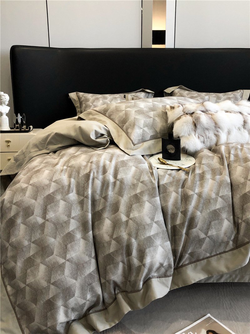 Long-Staple Cotton Printed Four-Piece Bedding Set – Soft Cotton Bedding for Luxurious Comfort