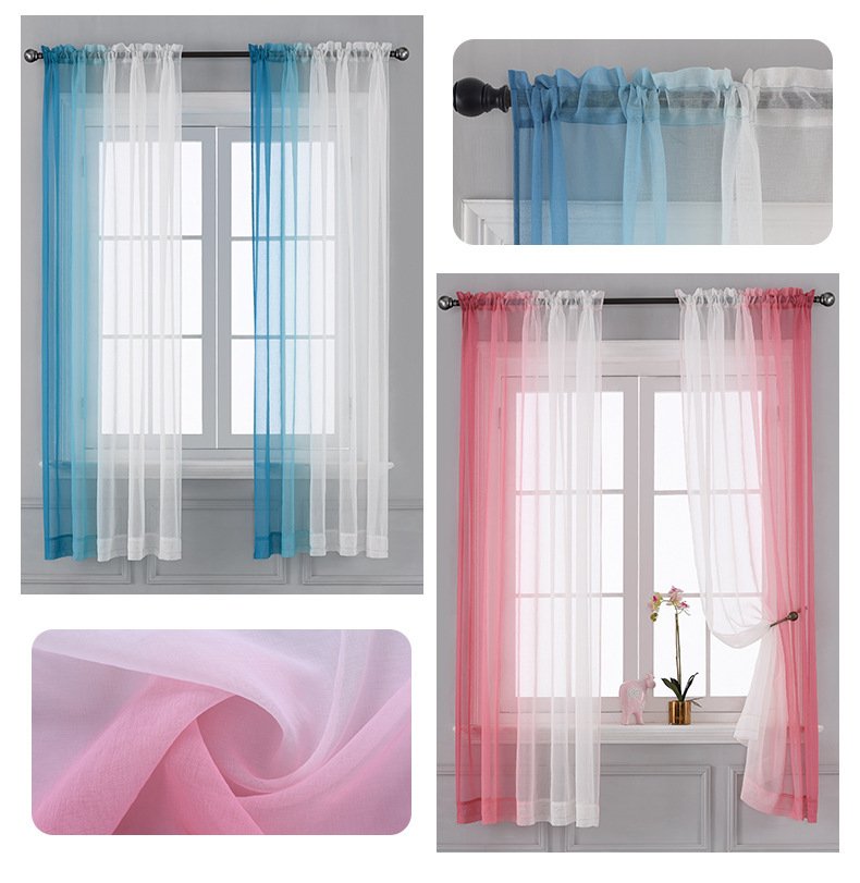 Left & Right Gradient Color Curtain – Finished Window Screen for Stylish Home Decor