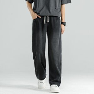 Men's Teen Trend All-Match Loose Drawstring Straight-Leg Pants – Stylish & Comfortable
