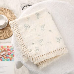 Soft Cotton Tassel Baby Stroller Blanket - Cozy & Stylish Baby Blanket