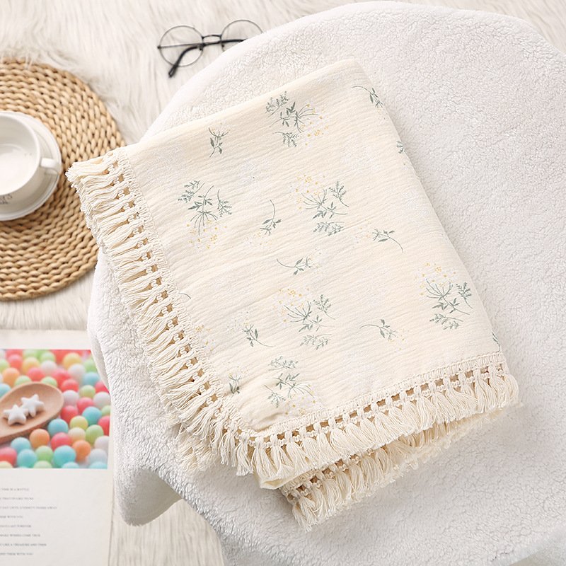 Soft Cotton Tassel Baby Stroller Blanket - Cozy & Stylish Baby Blanket