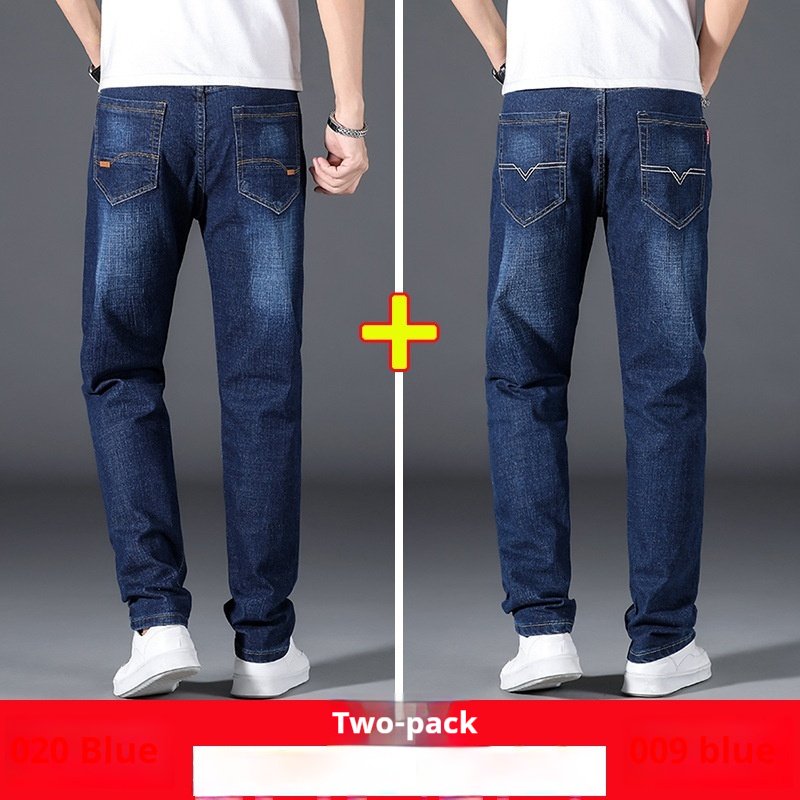 2- Pack Men's Summer Thin Loose Straight Jeans - Lightweight Casual Denim