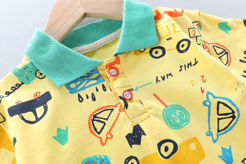 Baby Car Pattern Two-Piece Summer Outfit – Casual & Comfortable Clothing for Kids