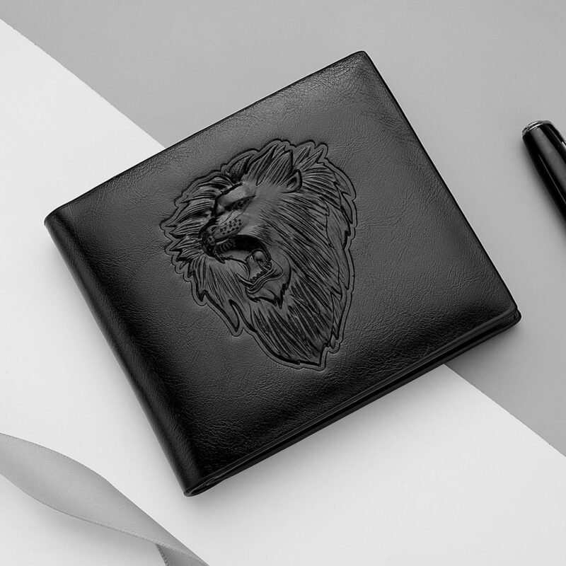 Men's Zipper Wallet - Lion Embossed Pattern Animal Design
