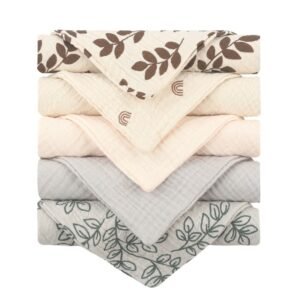 5-Piece Baby Towel Set – Plain Cotton Face Towels for Soft & Gentle Care l