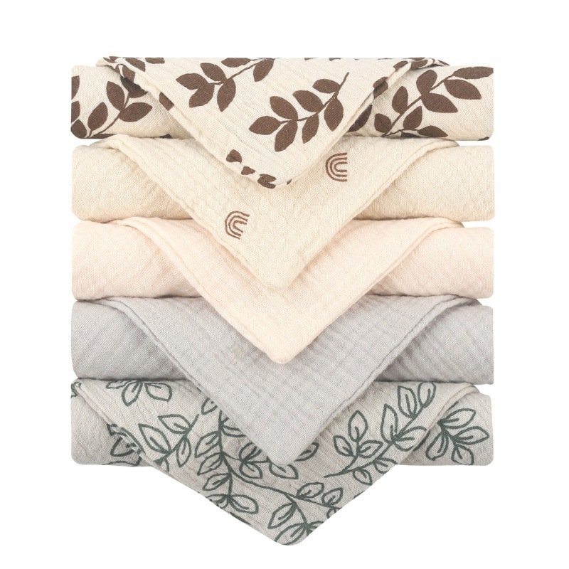 5-Piece Baby Towel Set – Plain Cotton Face Towels for Soft & Gentle Care l