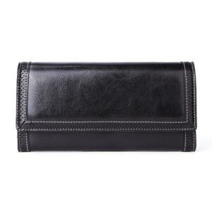 Women's Long Leather Wallet - Multiple Card Slots & Stylish Design