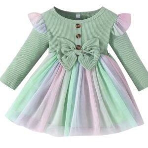 Bow Mesh A-Line Dress – Elegant & Stylish Children's Clothing for Girls